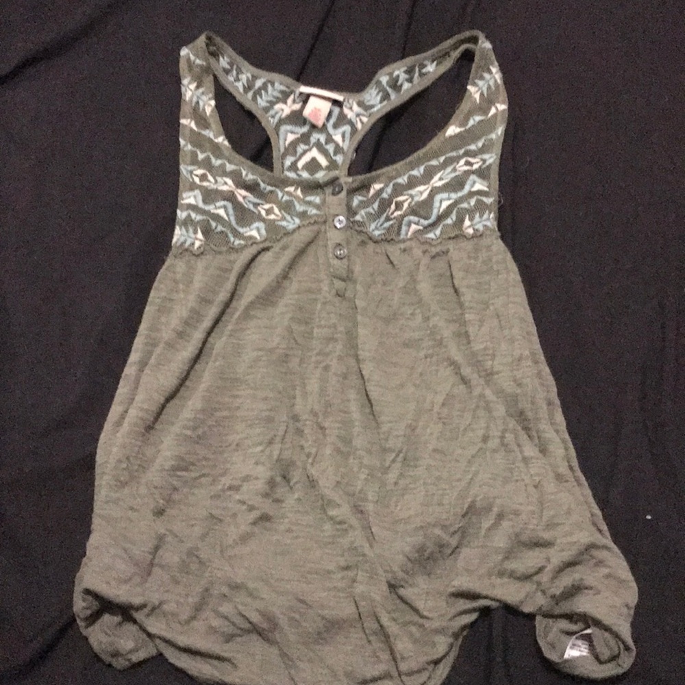 Green, lace tank top